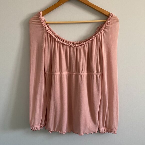 Vintage Y2K Top Guess Pink Sheer Peasant Babydoll Coquette Blouse Empire Waist - Picture 1 of 11